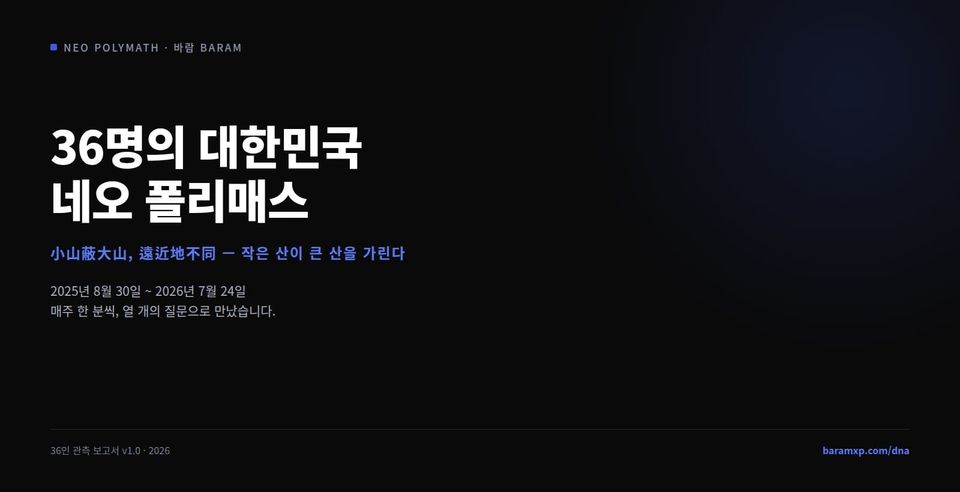 대한민국 네오 폴리매스 36인 관측 보고서