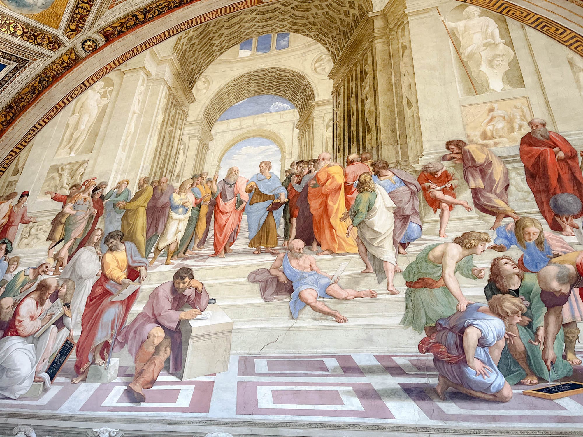 Raphael's School of Athens fresco in the Vatican Museums.