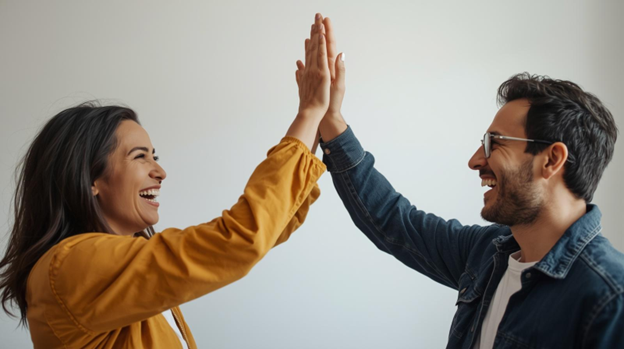 Parents giving a high five, showing teamwork and connection while navigating the challenges of parenting neurodivergent or sensitive children.