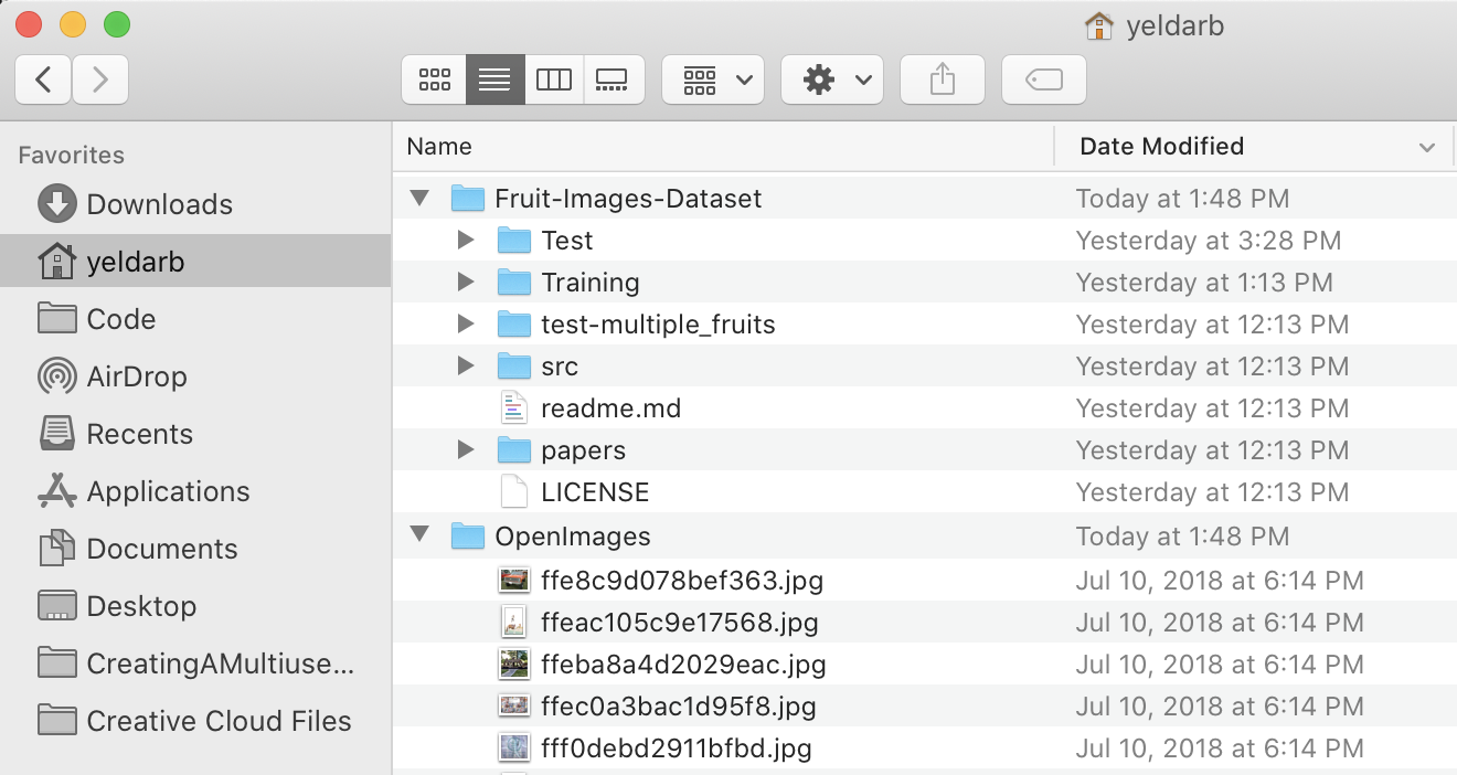 Finder Screenshot (Fruit-Images-Dataset, OpenImages)