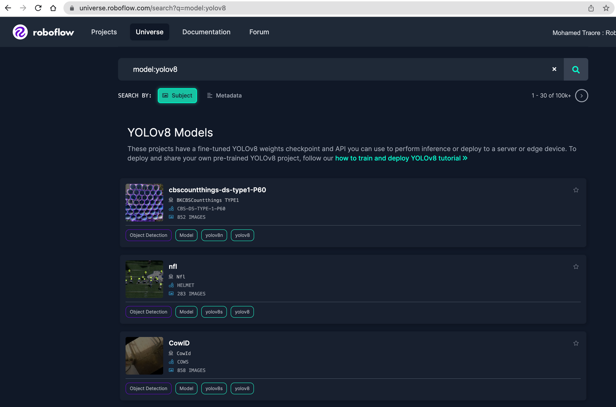 Roboflow Universe: YOLOv8 Models