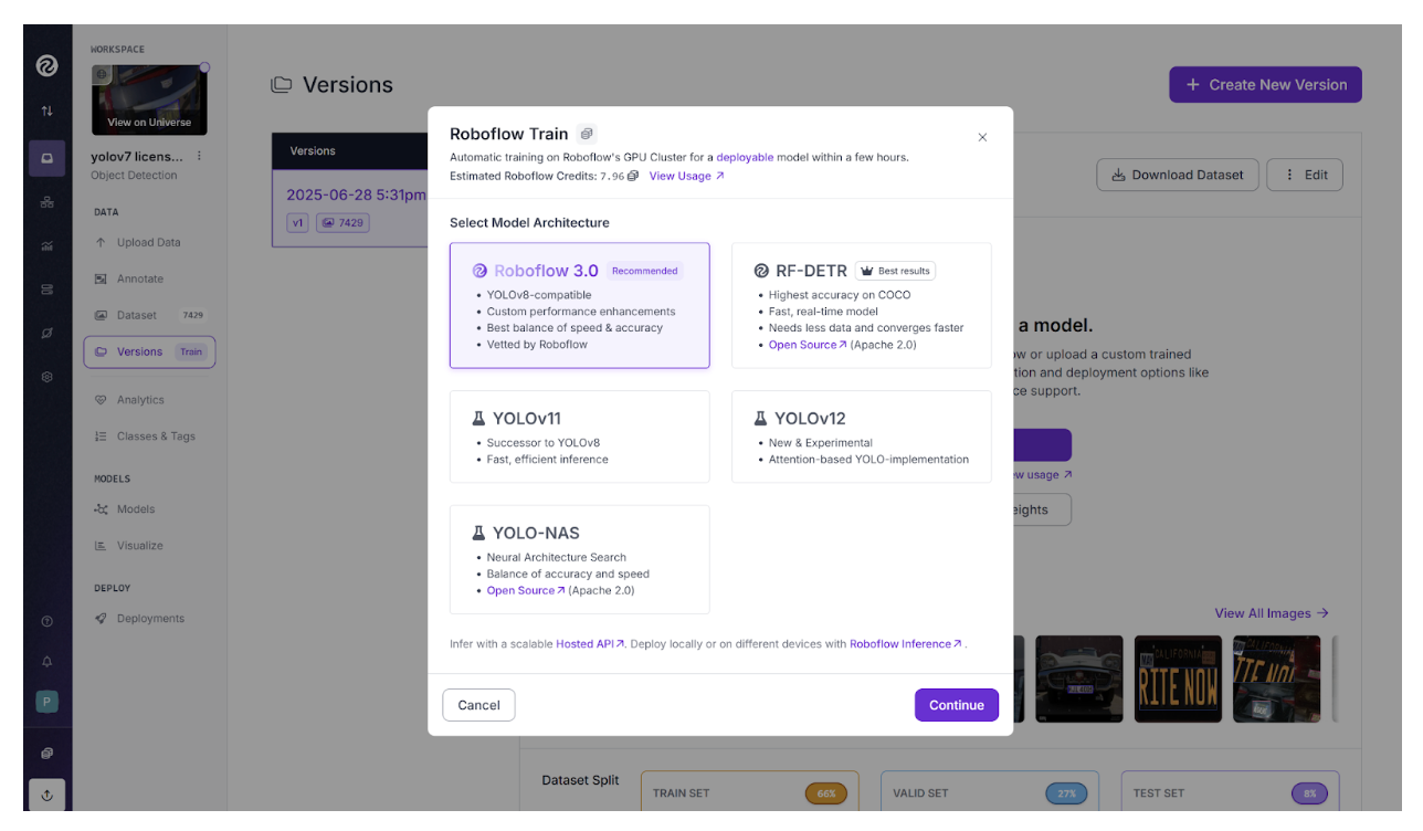 Select your computer vision model