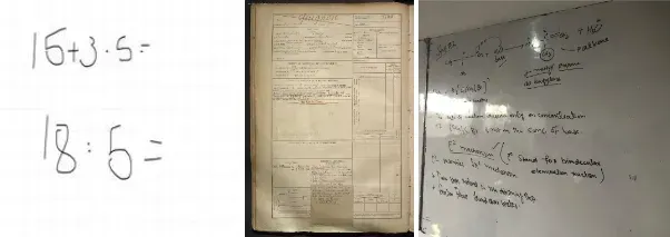 Source (left to right): Math symbols dataset, historical document segmentation dataset, and a whiteboard handwritten text detection dataset