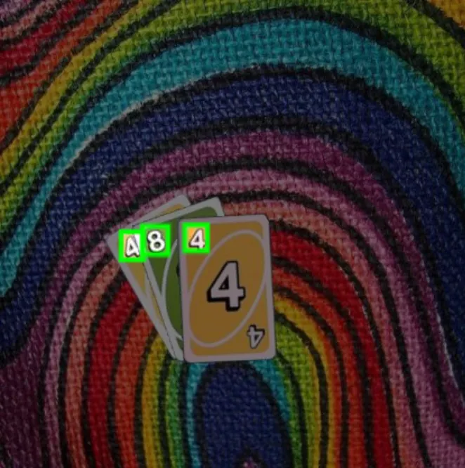 Labeled Uno cards placed on a random textured background.