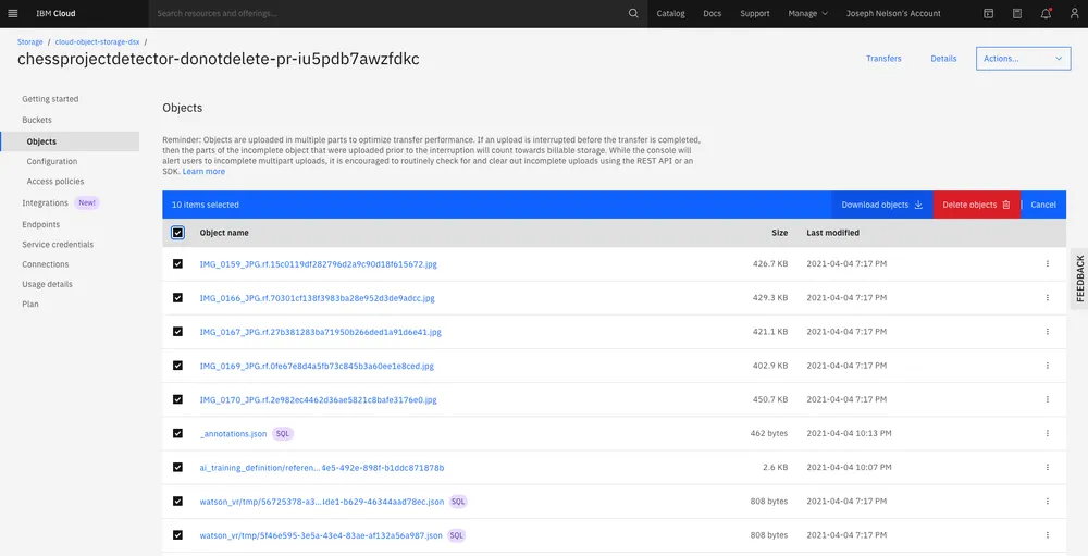 Download objects from IBM to export to any other tool.