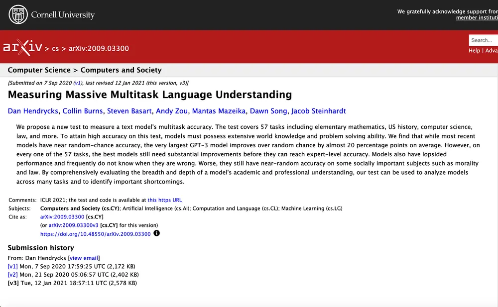 Massive Multitask Language Understanding