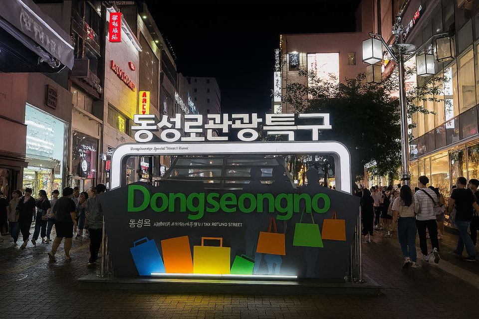 Night view of Dongseongno Special Tourism Zone in Daegu with shopping street lights, signage, and increased foot traffic