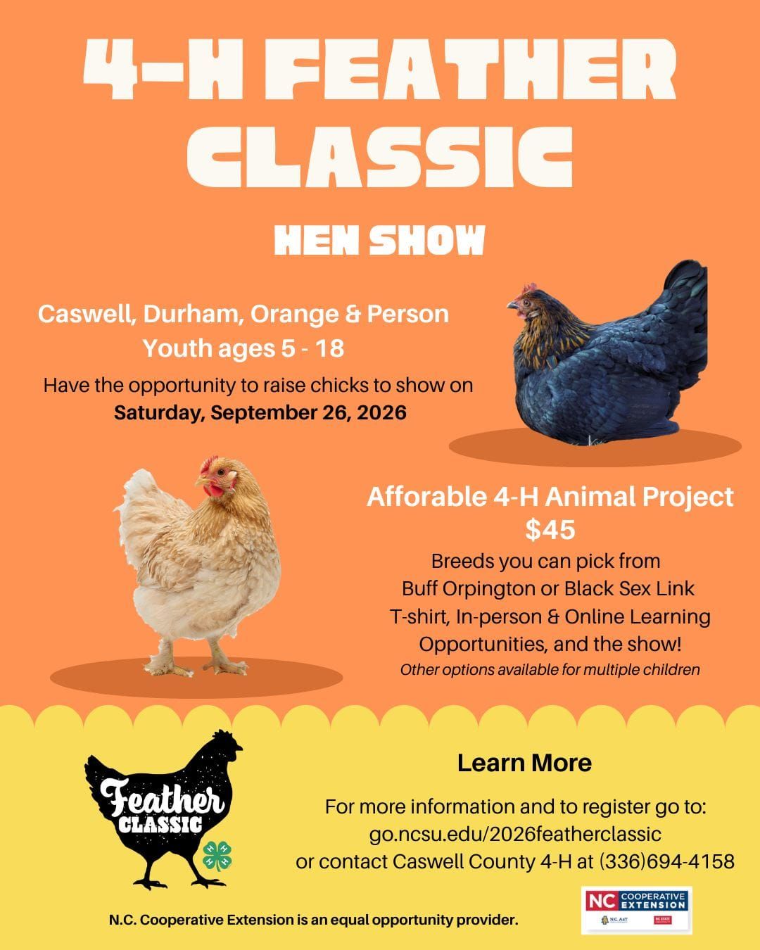 Local Youth Invited to Participate 4-H Feather Classic