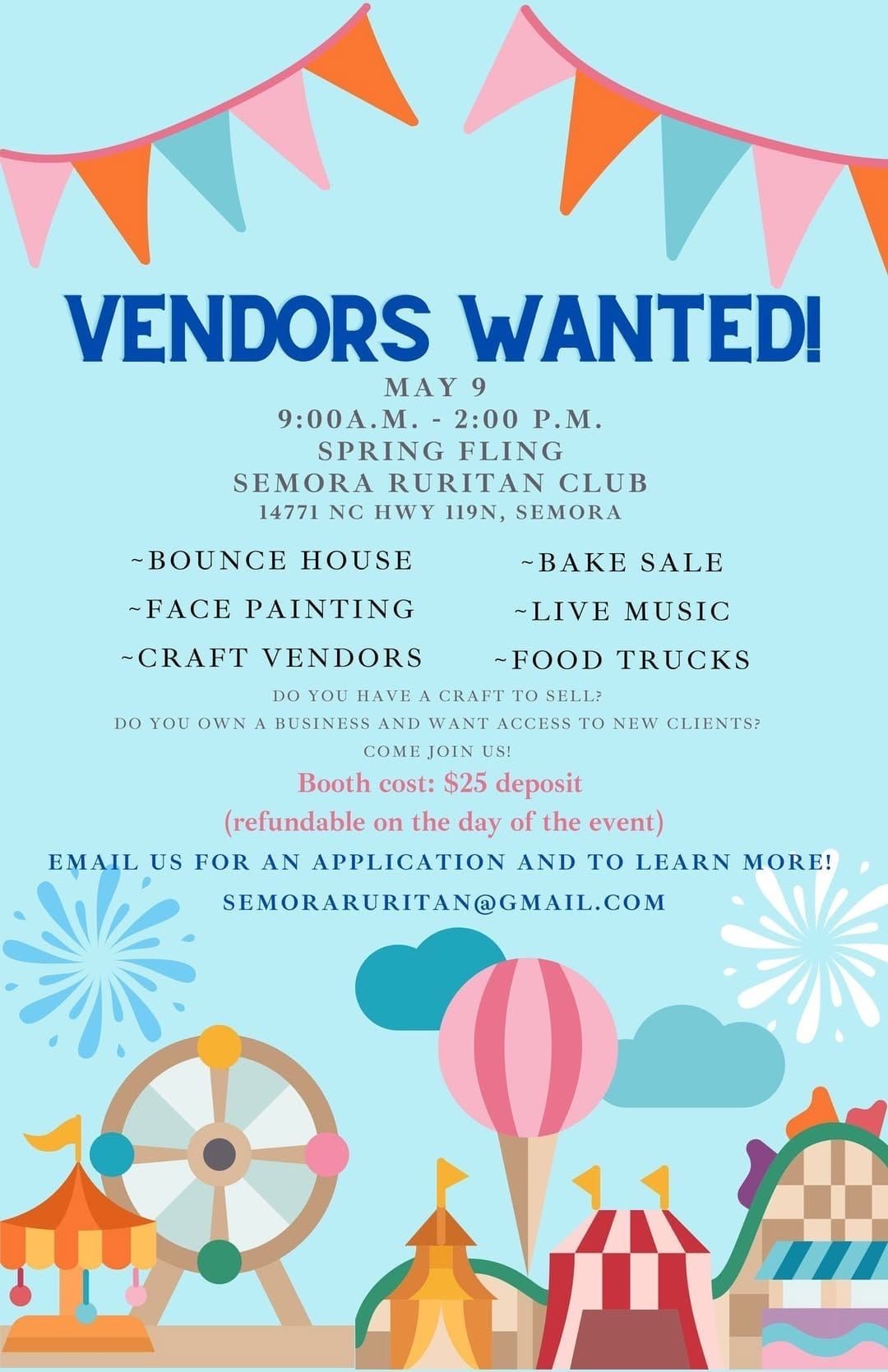 Semora Ruritan Club Invites Vendors to May 9th Spring Fling