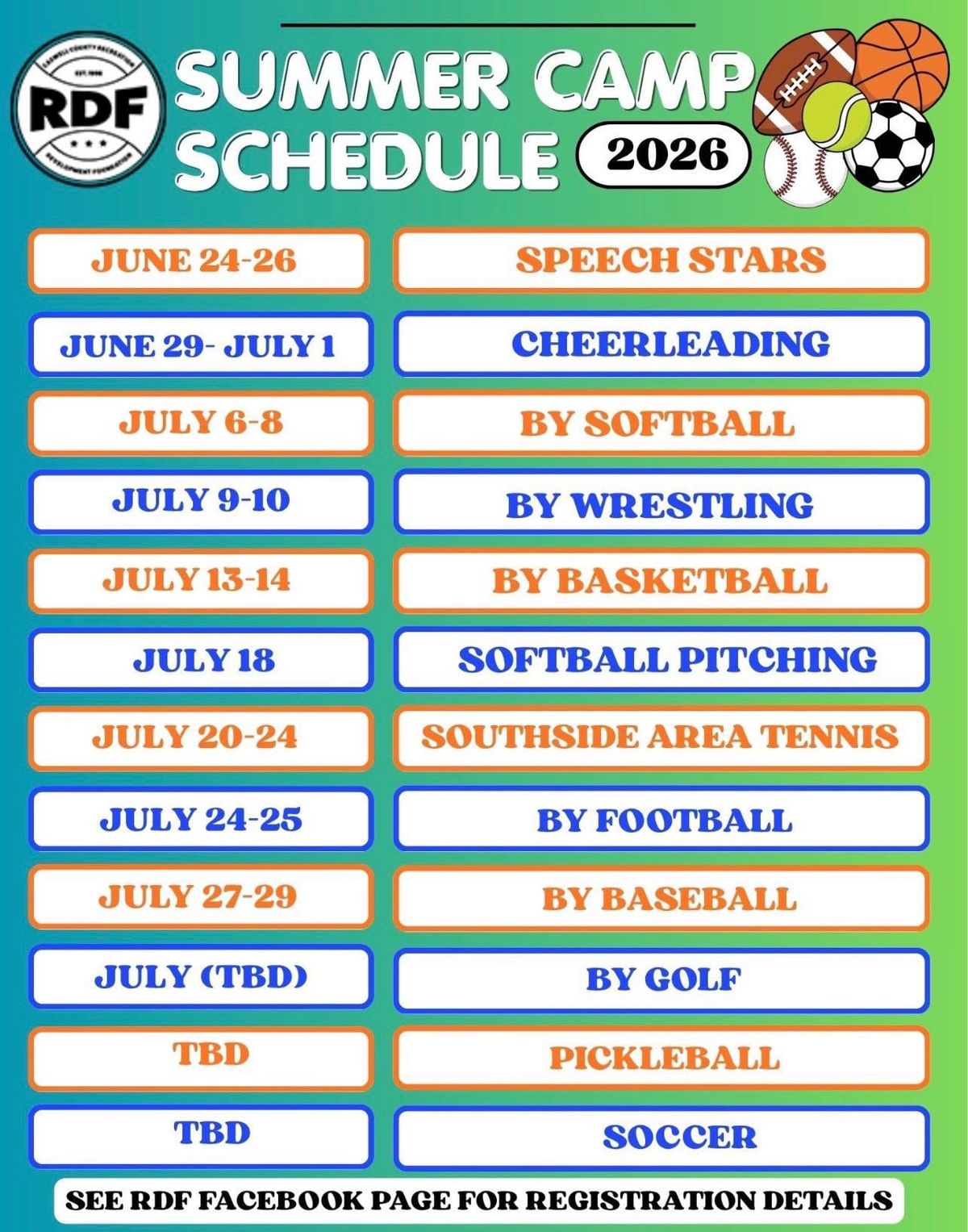 Caswell RDF Offers Free Camps
