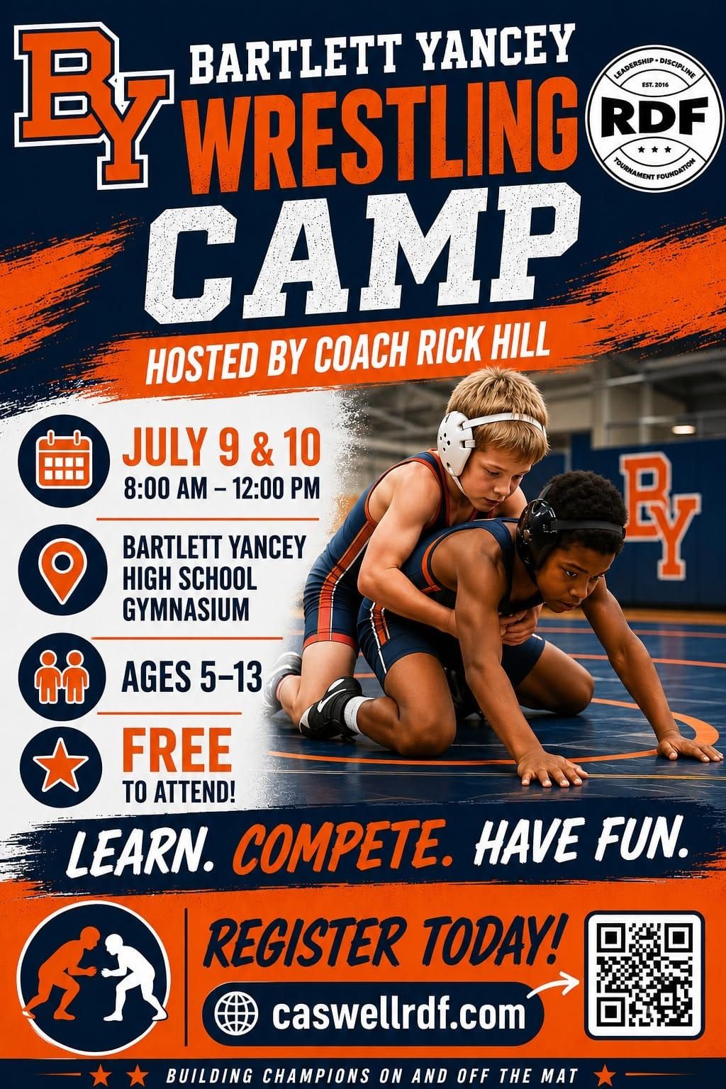 RDF Opens Registration for Free 2-Day Wrestling Camp