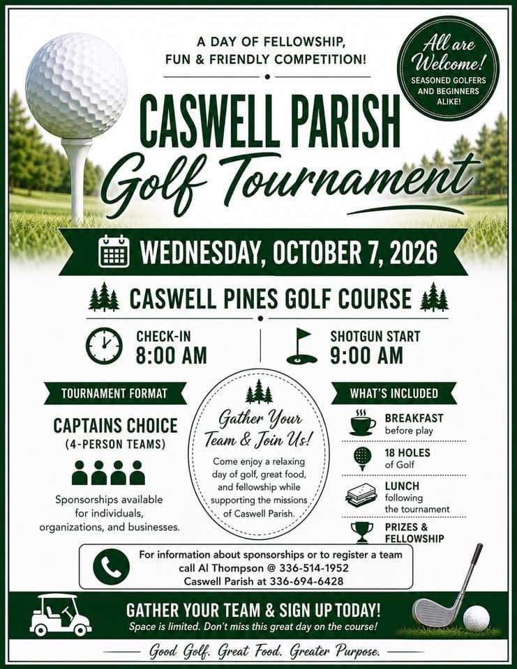 Caswell Parish Seeks Sponsors and Teams for Golf Tournament