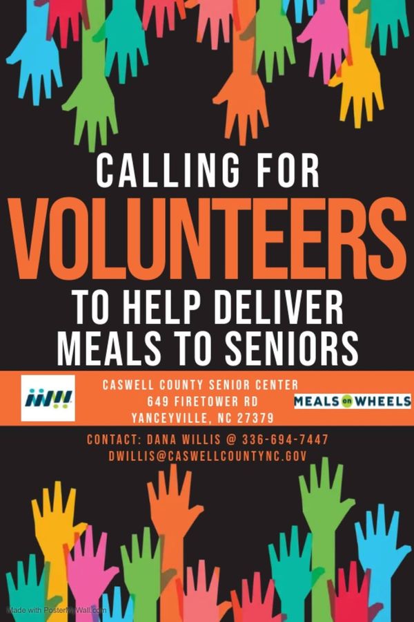 Meals on Wheels Volunteers Needed in Caswell County
