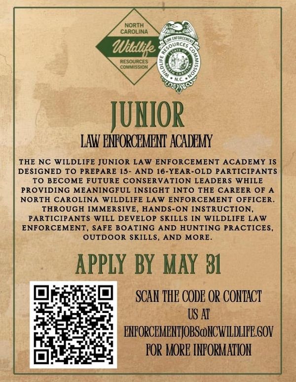 Teens Aged 15-16 Invited to Apply for NC Wildlife Junior Law Enforcement Academy