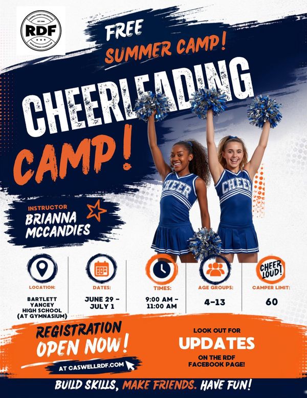 Registration Open for RDF  Cheer Camp June 29-July 1