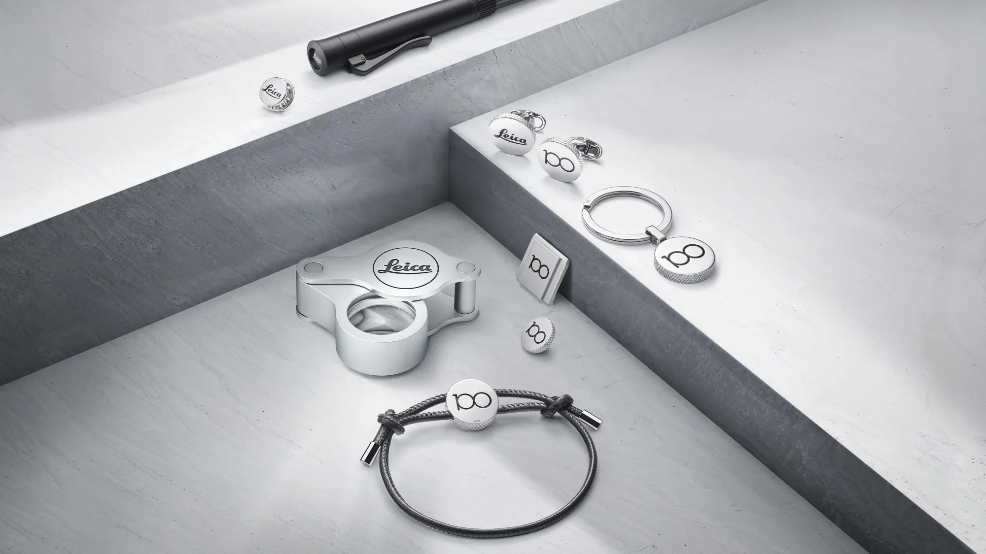 a collection of Leica branded accessories