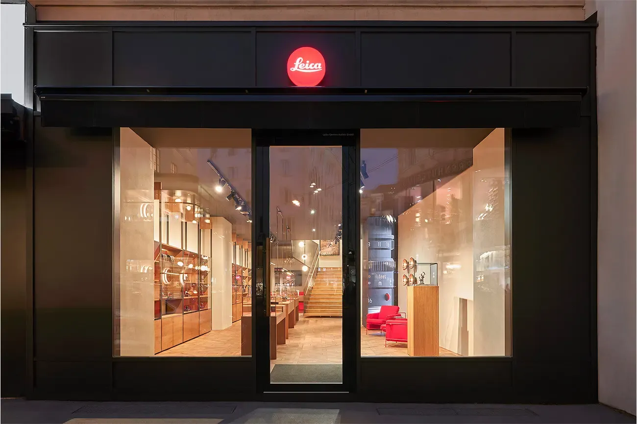 front facade of a Leica store