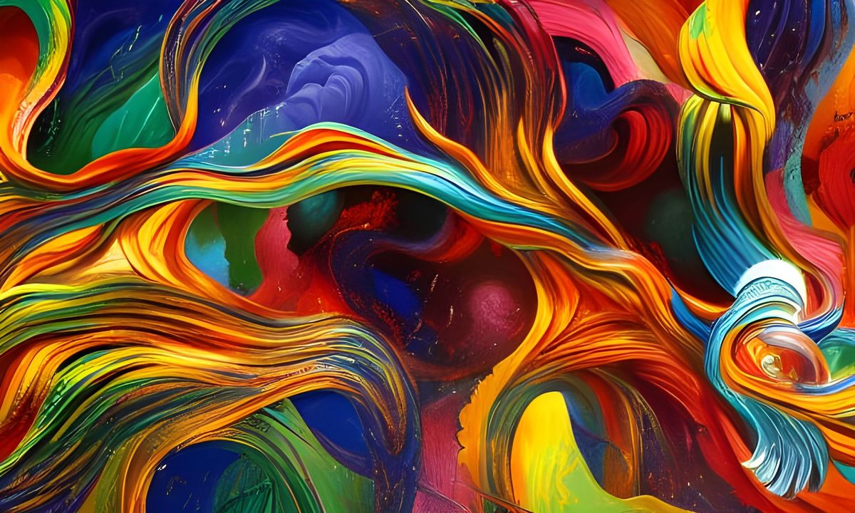 An abstract, multi-color entanglement of threads