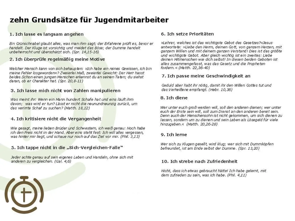 10 Grundsätze für Jugendmitarbeiter