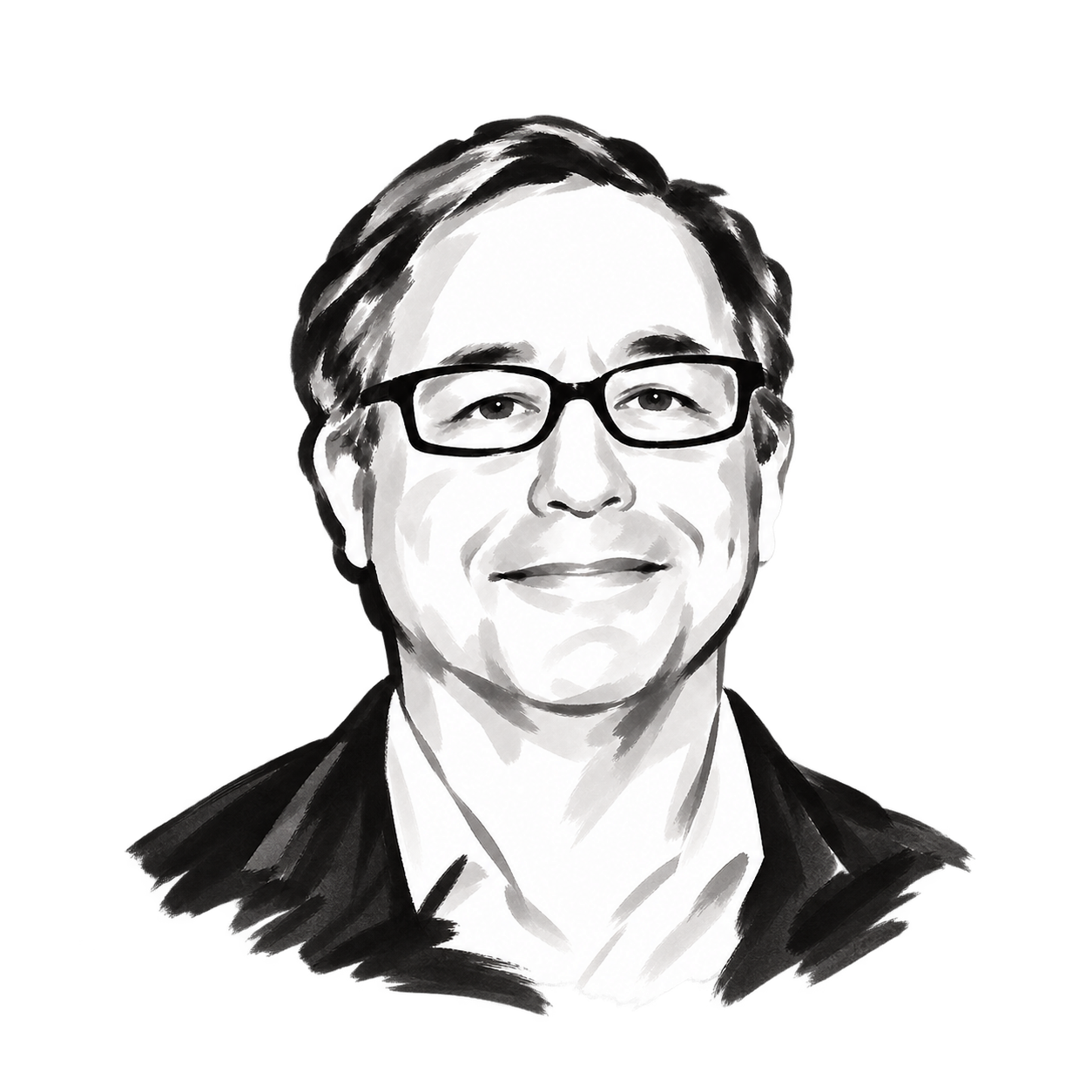 Brush-and-ink portrait of Joshua Mitchell