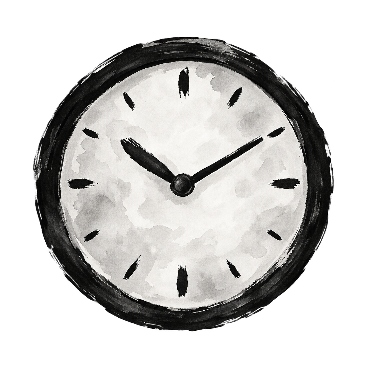 Brush-and-ink illustration of an office wall clock