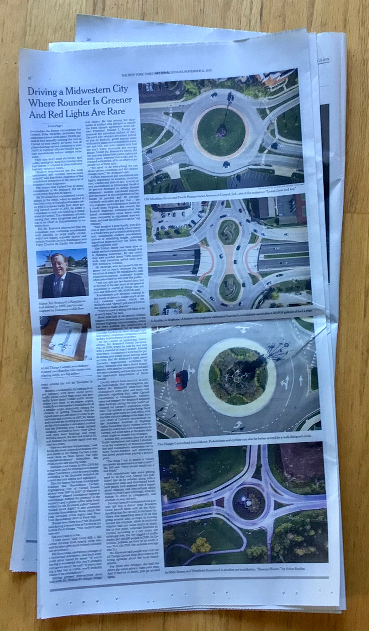 picture of Sunday New York Times of an article headlined "These Americans Are Just Going Around in Circles. It Helps the Climate"