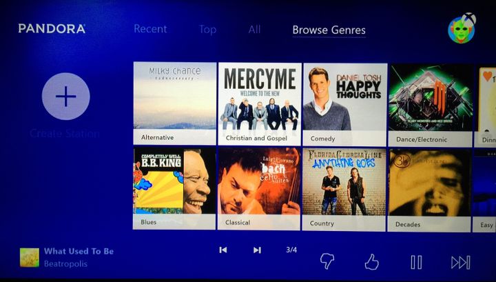Pandora Now Playing on Xbox One