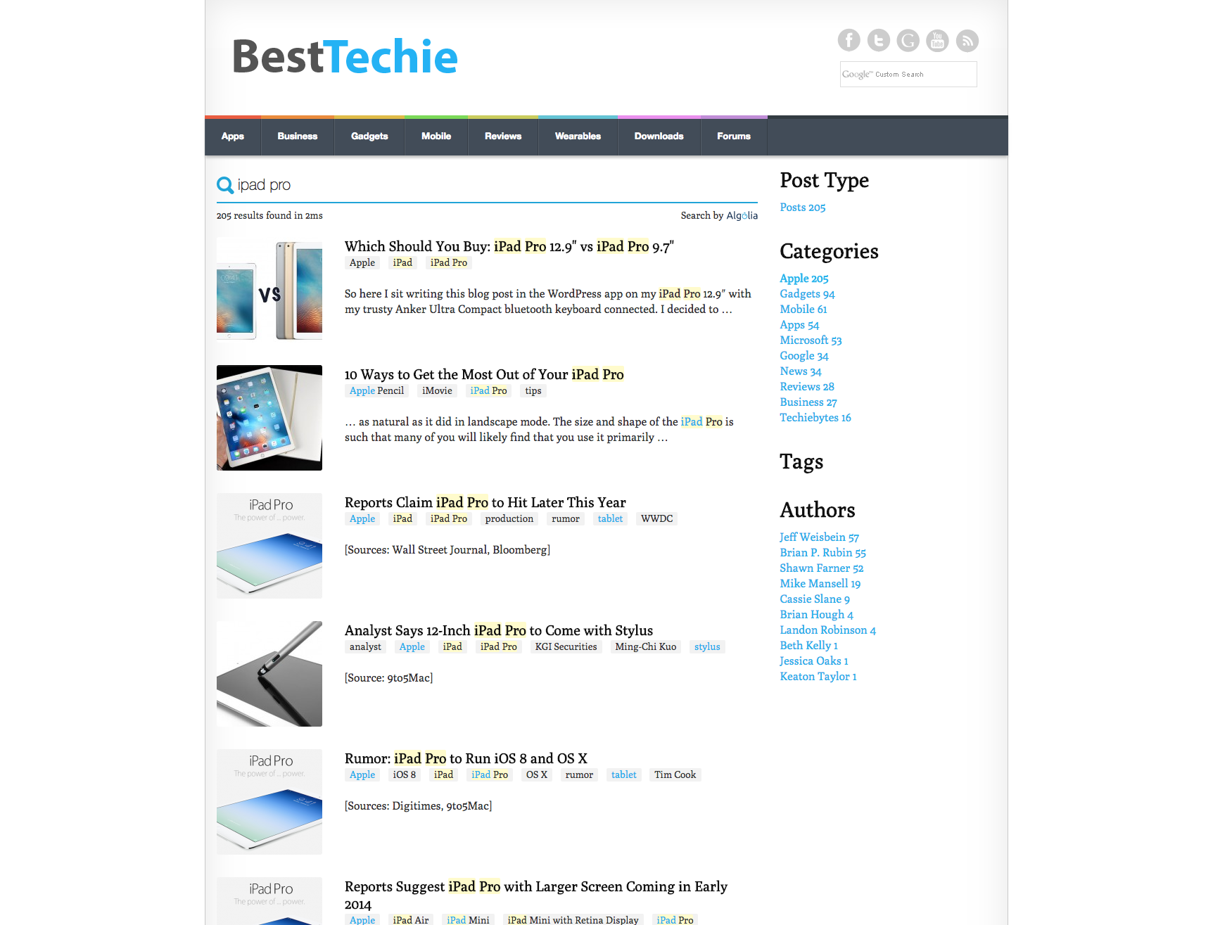 Algolia search: iPad Pro
