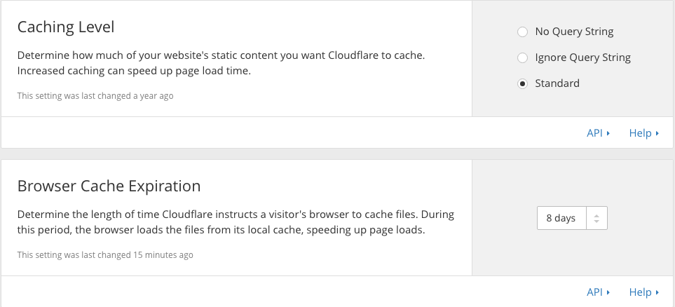 Cloudflare caching section.