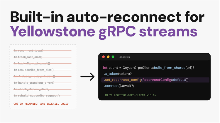 Built-in auto-reconnect for Yellowstone gRPC streaming