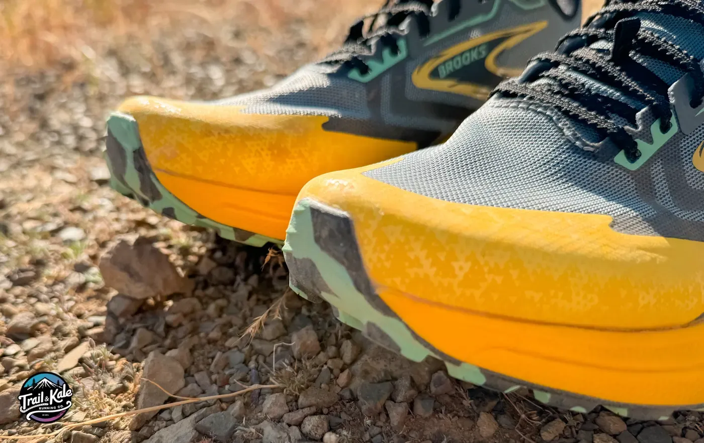 Outsole lugs extend to the toe for efficient climbing