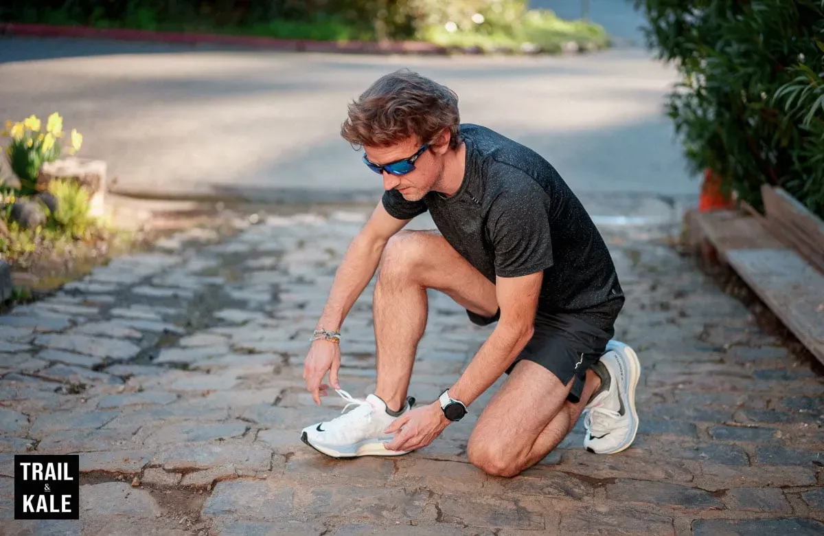 lacing up and ready to run