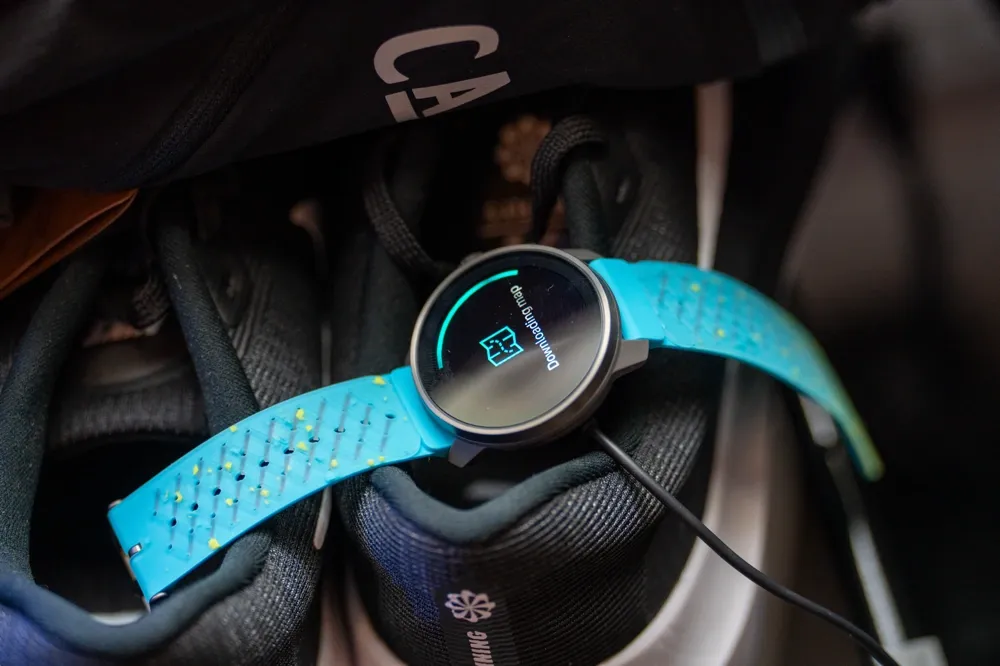 Offline maps need to be downloaded to the watch before they can be used during a run