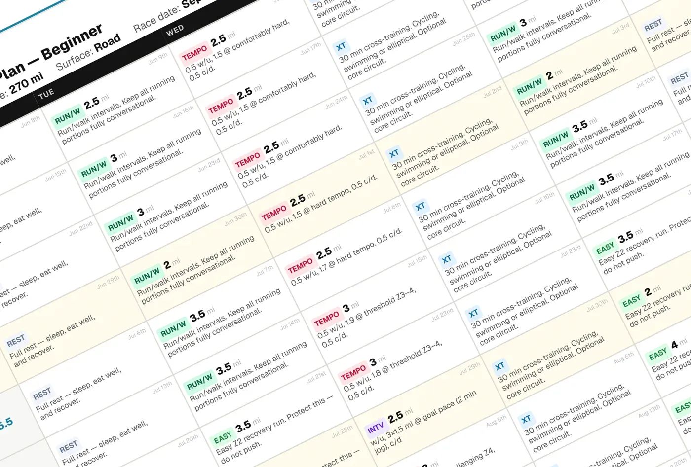 Half marathon training plan for beginners