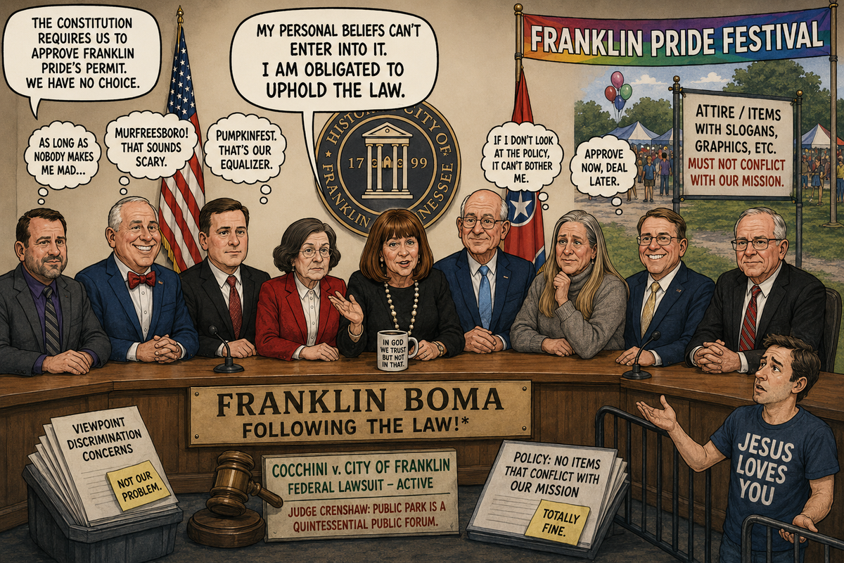 Franklin BOMA Members Invoke “Rule of Law” While Approving Pride Event with Speech Restrictions