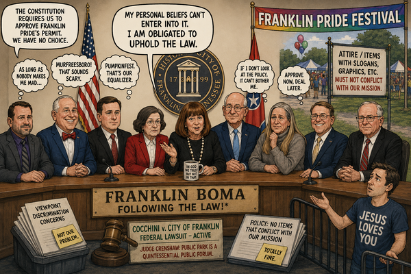 Franklin BOMA Members Invoke “Rule of Law” While Approving Pride Event with Speech Restrictions