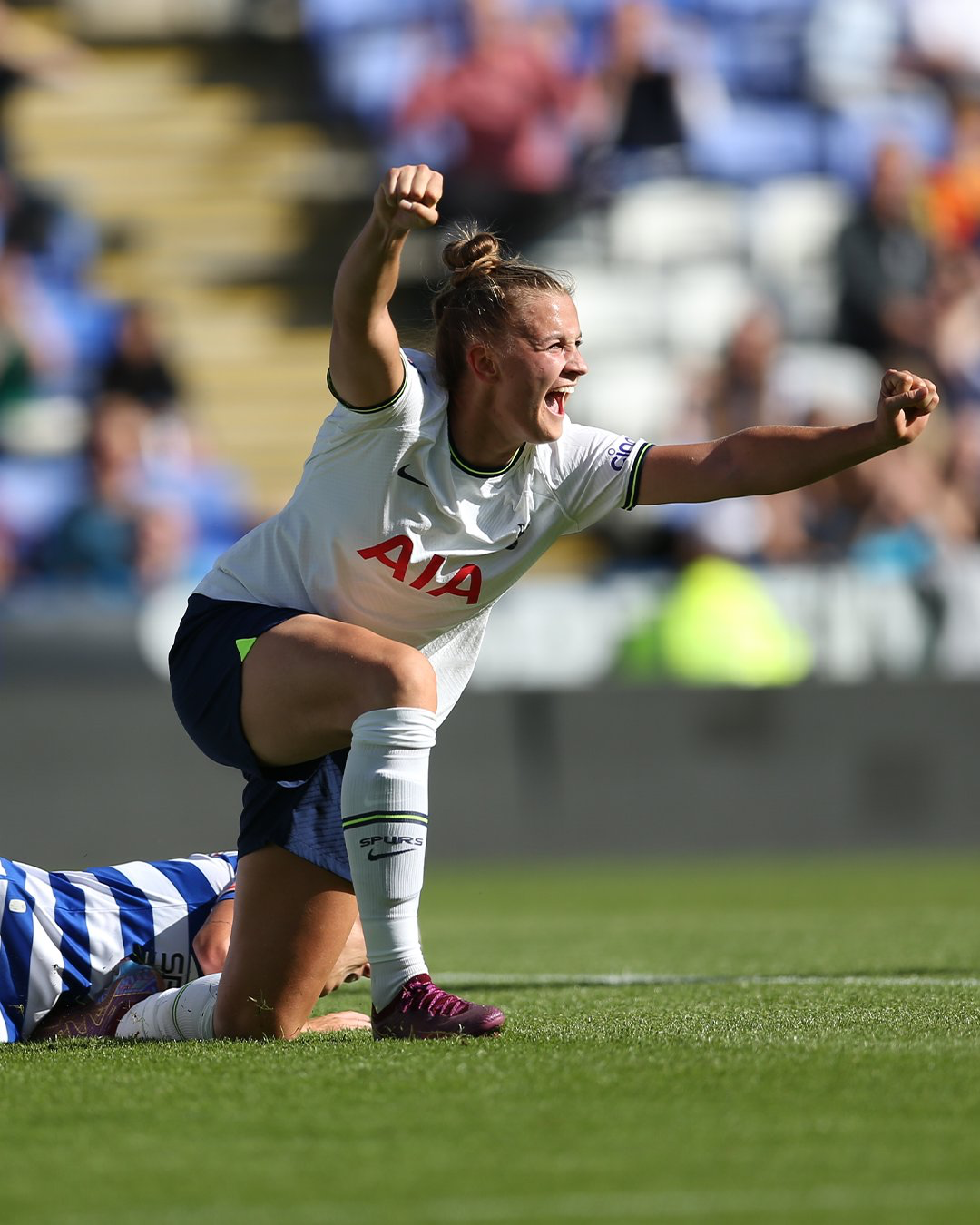 Nikola Karczewska celebrates her first goal for Spurs.