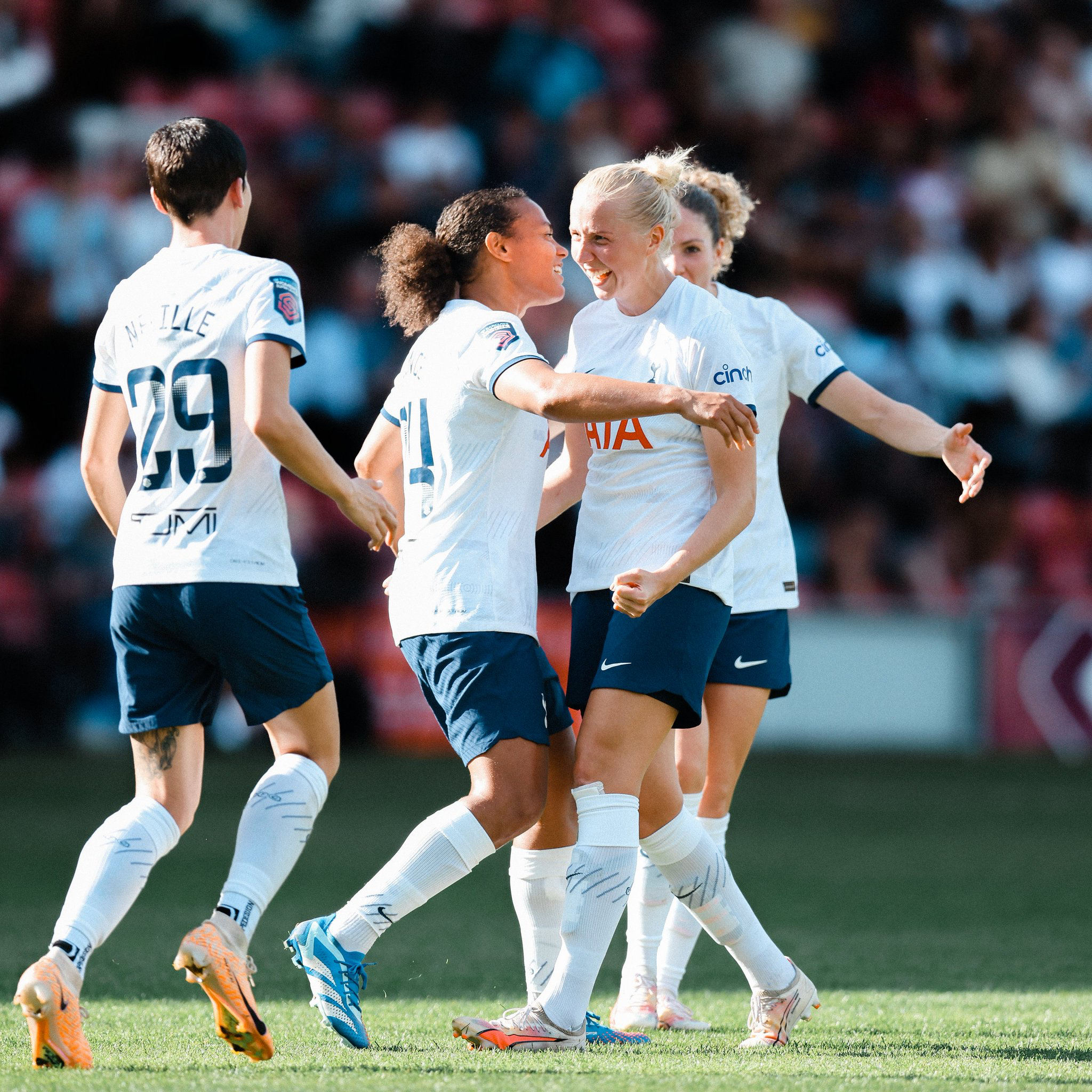 Eveliina Summanen celebrates after scoring a free kick.
