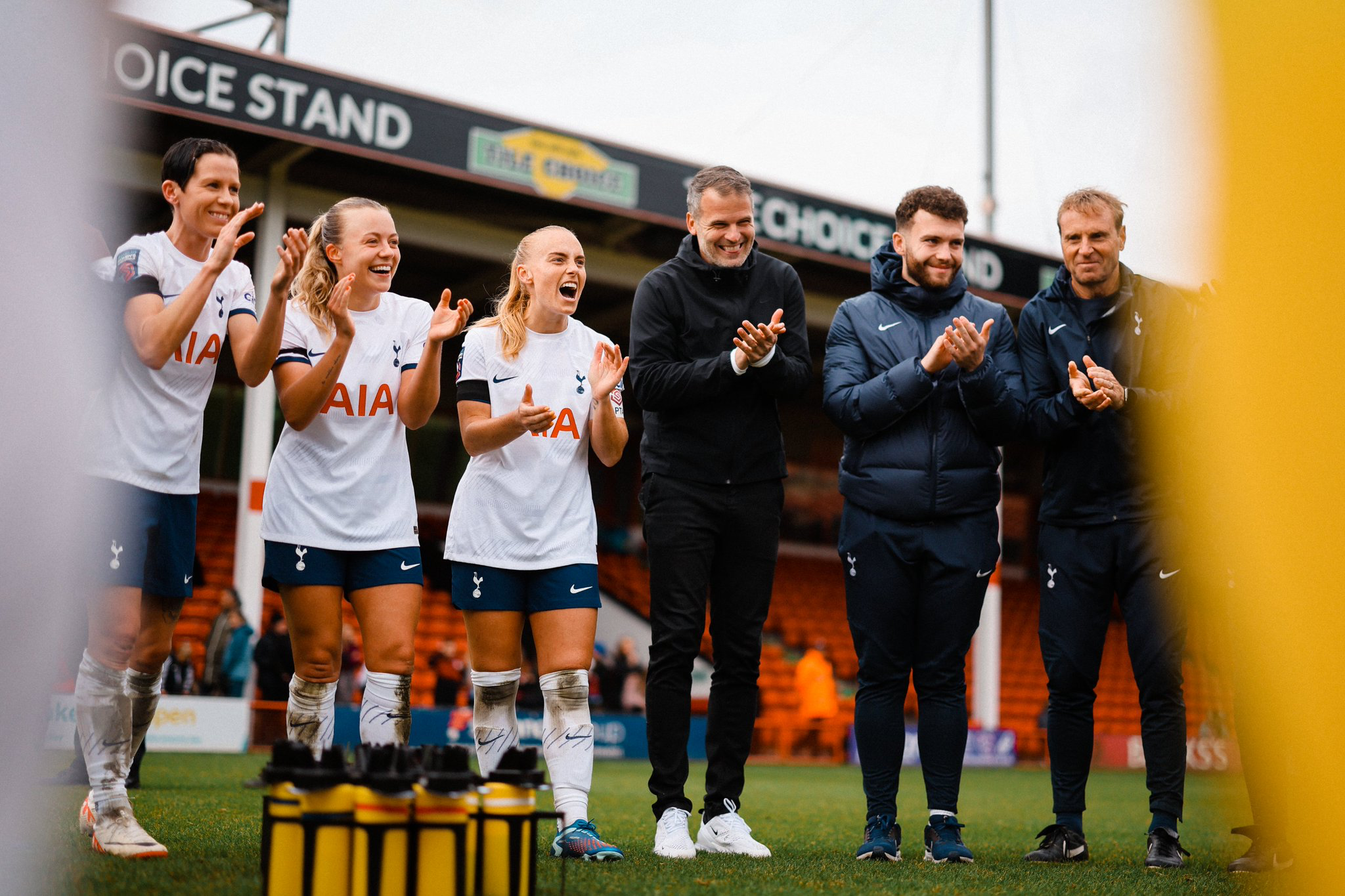 Robert Vilahamn celebrates with players and staff after a win.