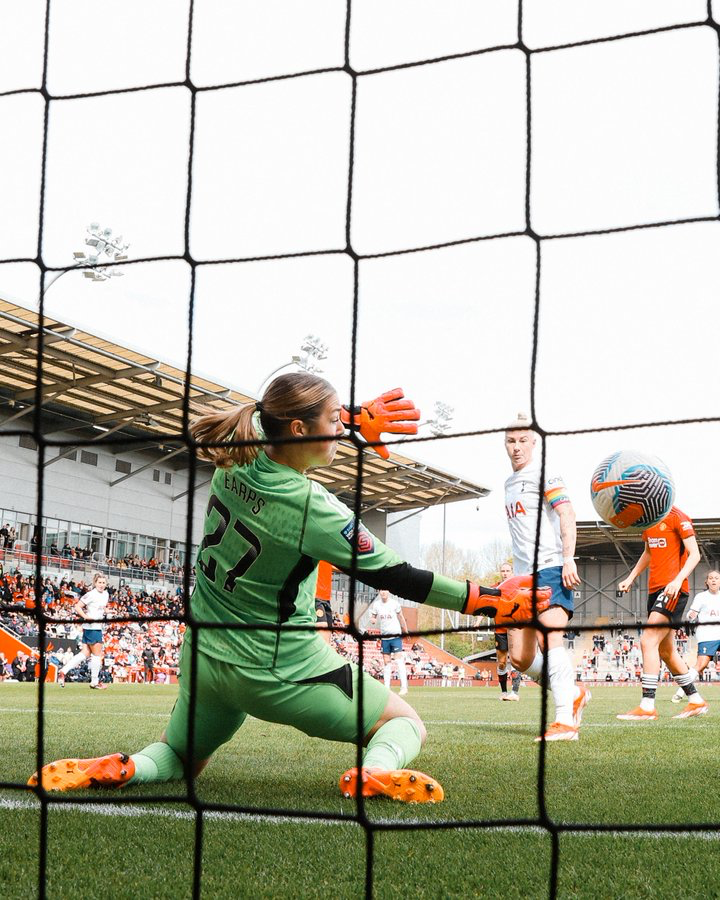 Beth England taps in the goal from close range past Mary Earps.