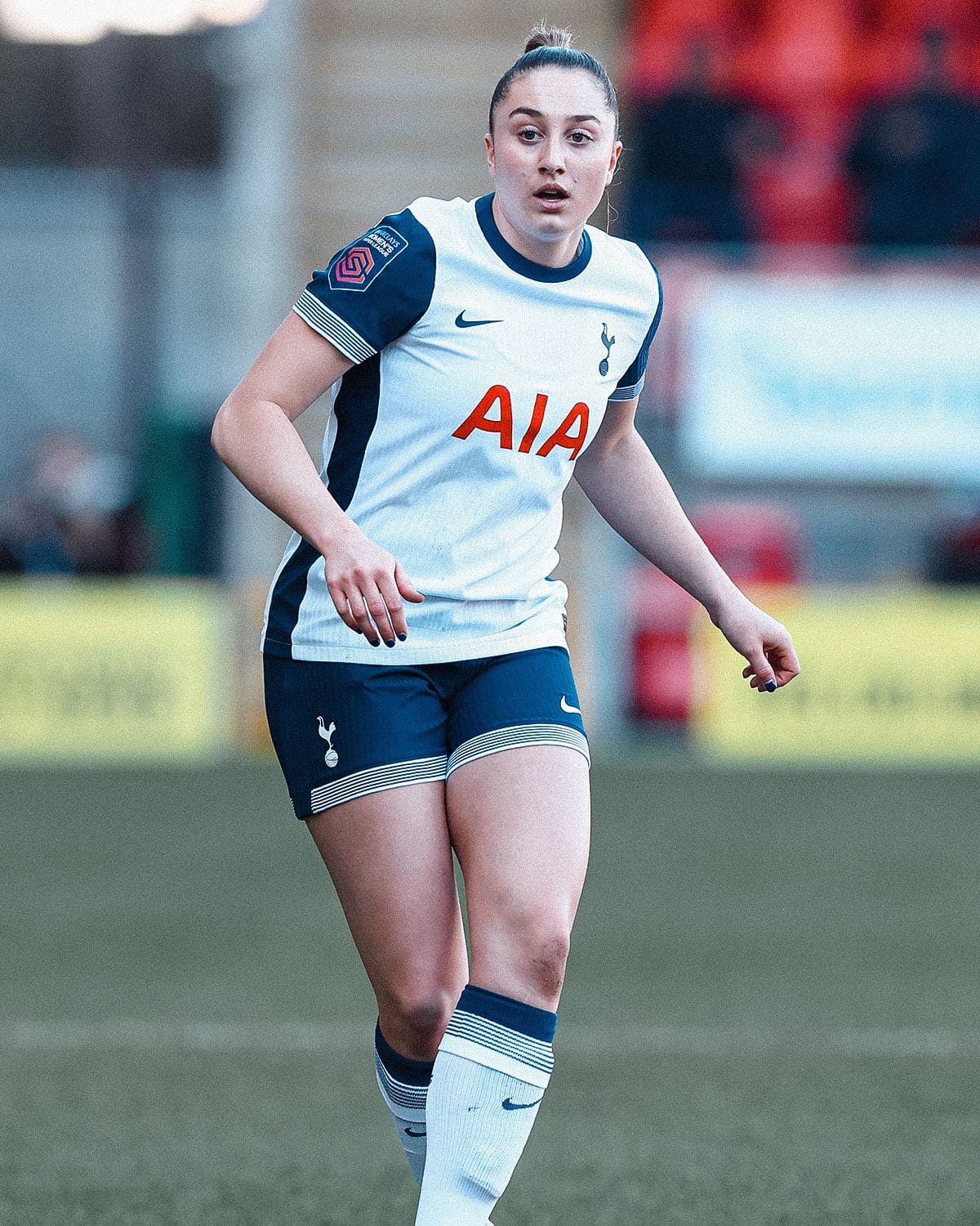 Ella Morris surveys the pitch ahead of her.