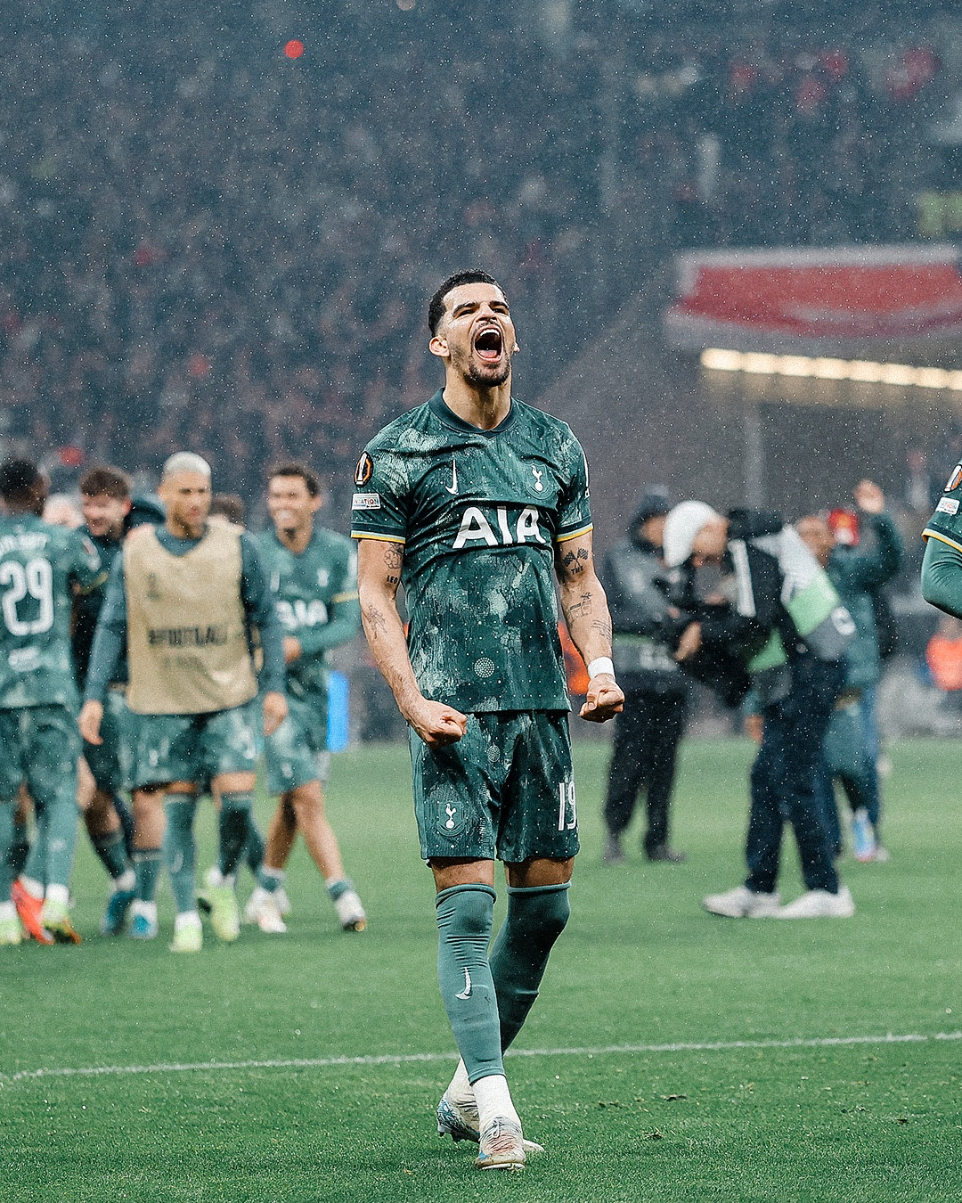 Dominic Solanke roars after the final whistle.