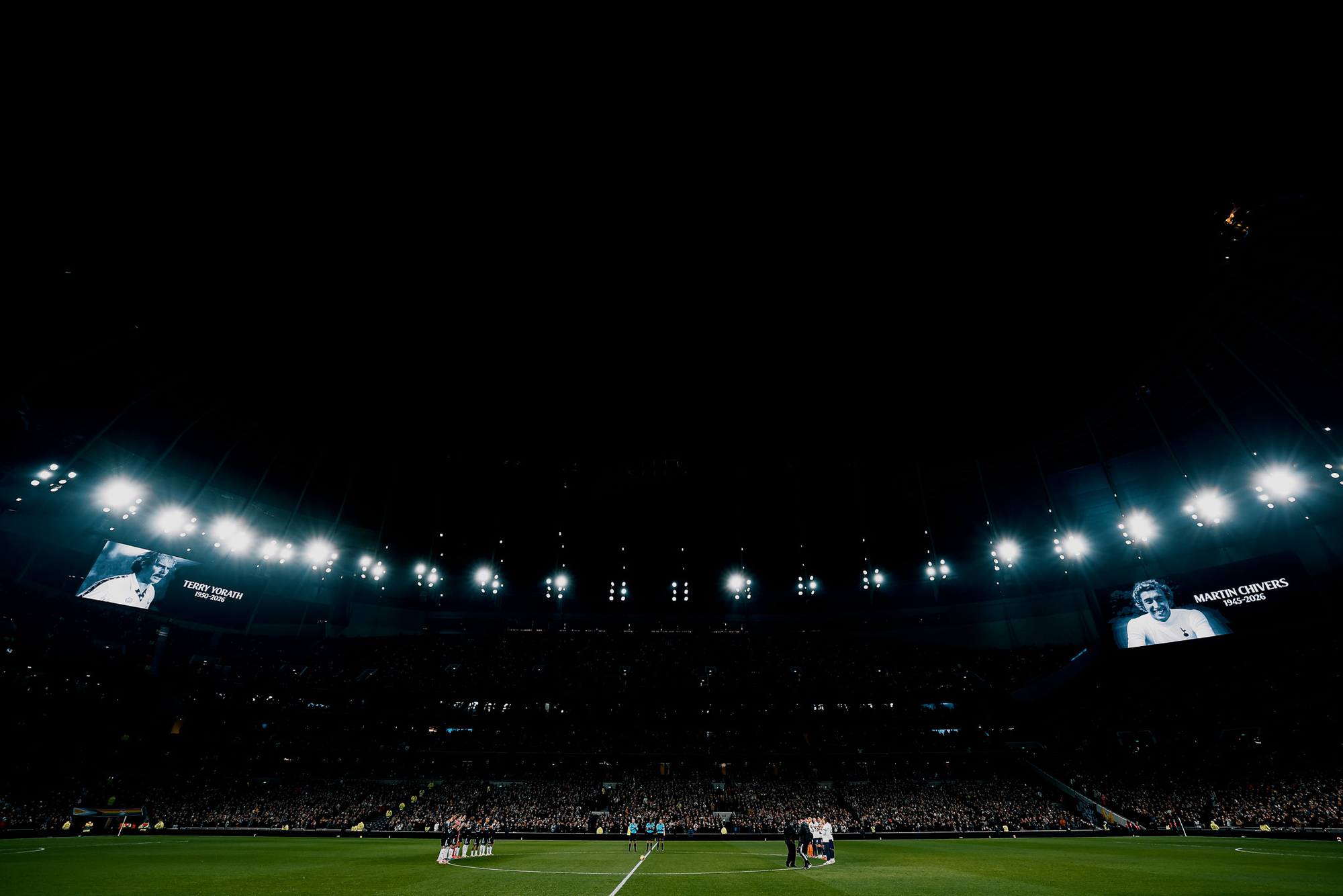 Pre-game remembrance of Terry Yorath and Martin Chivers.