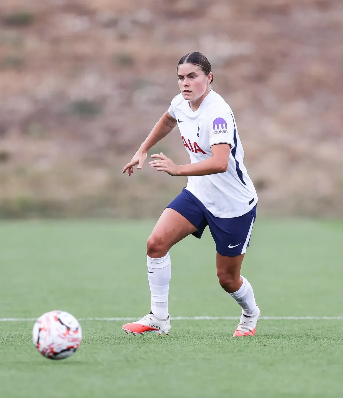 Hanna Wijk dribbles the ball in her pre-season return to play from injury