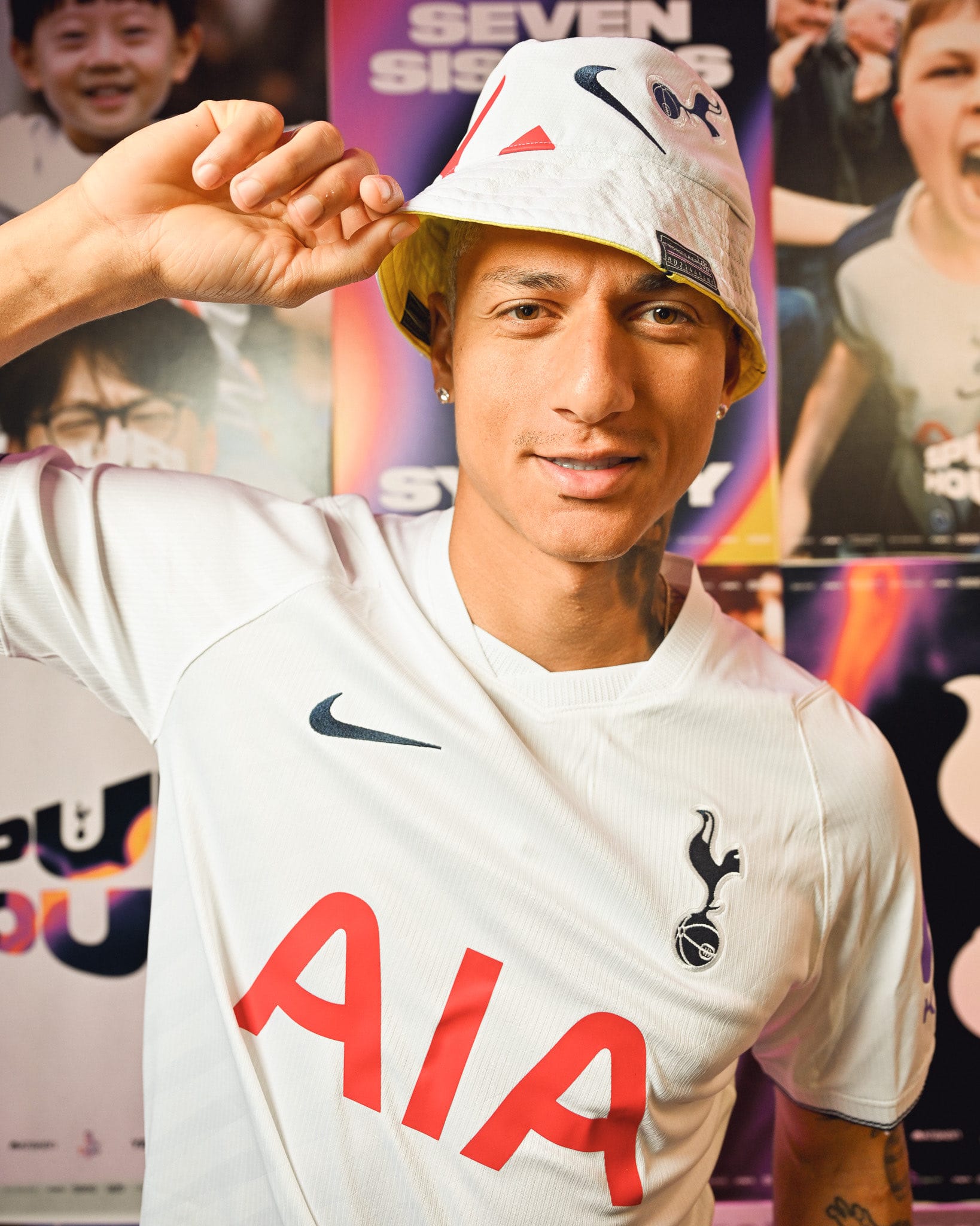 Richarlison sports a Tottenham Hotspur bucket hat