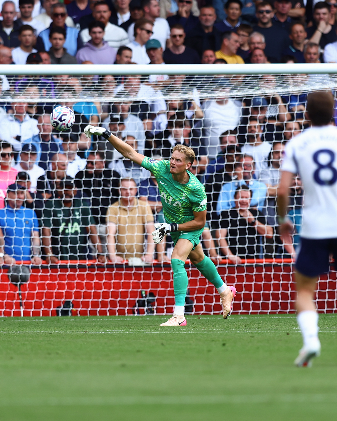 Antonín Kinský punches the ball away from the goal.