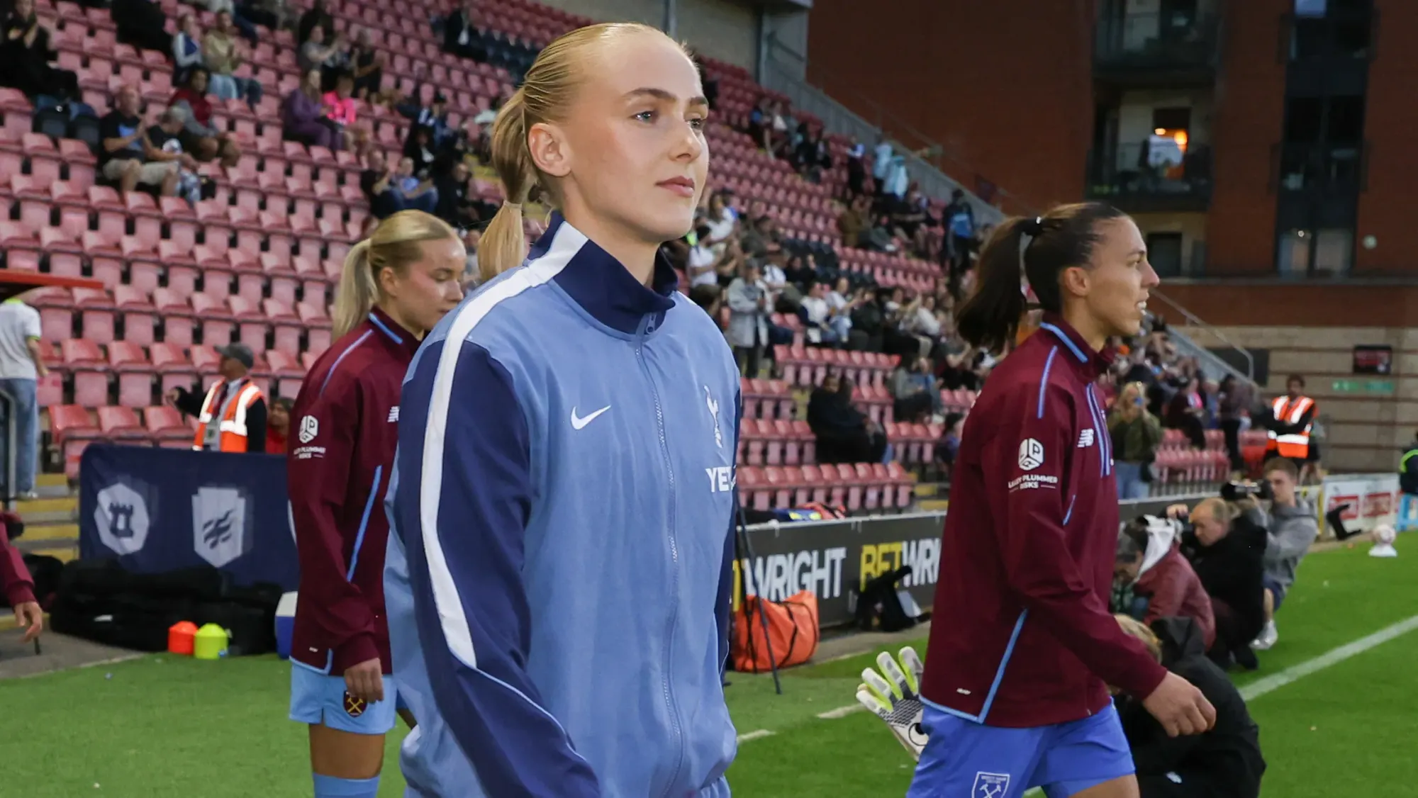 Selma Panengstuen walks onto the pitch for her debut.
