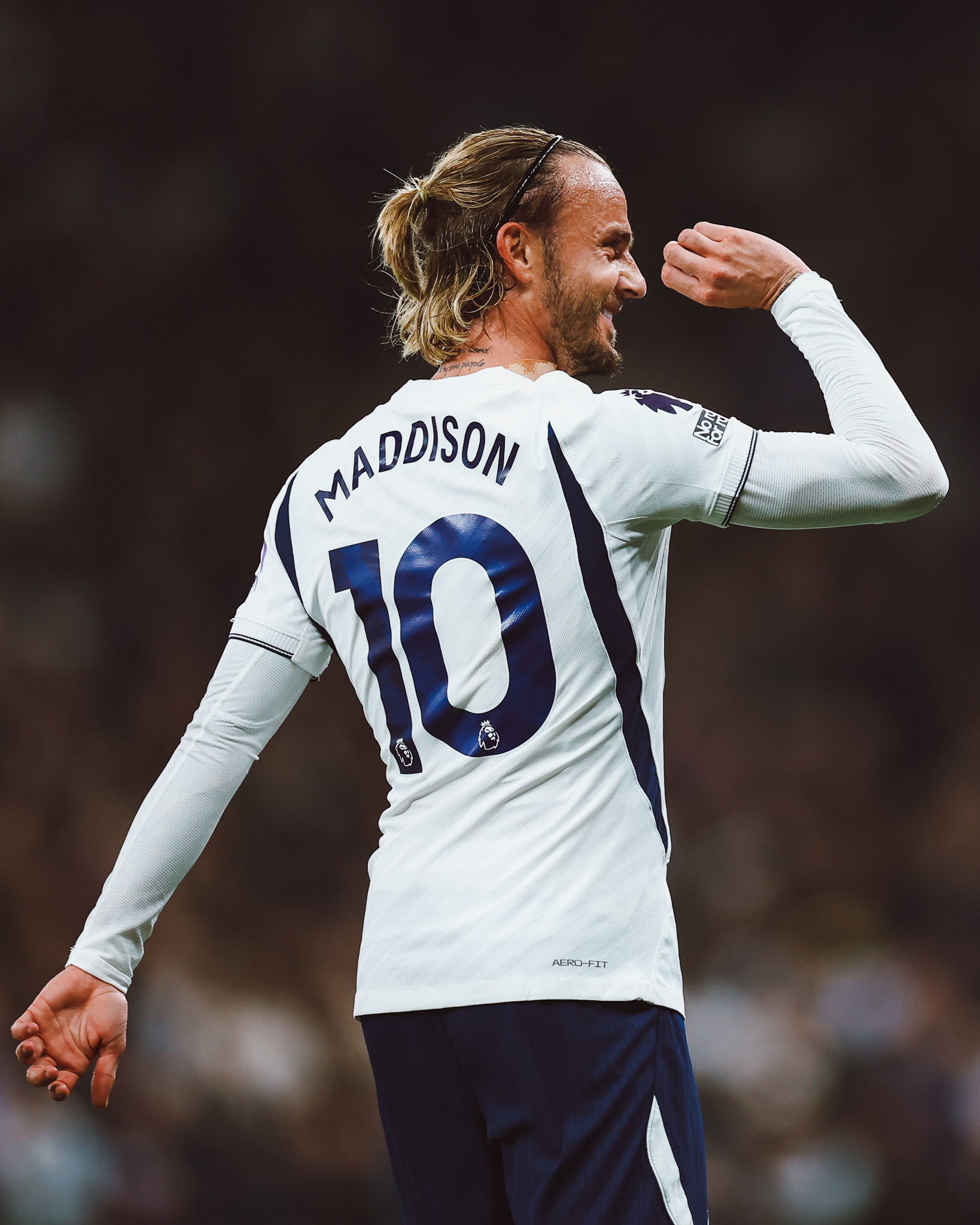 James Maddison does his signature darts celebration.