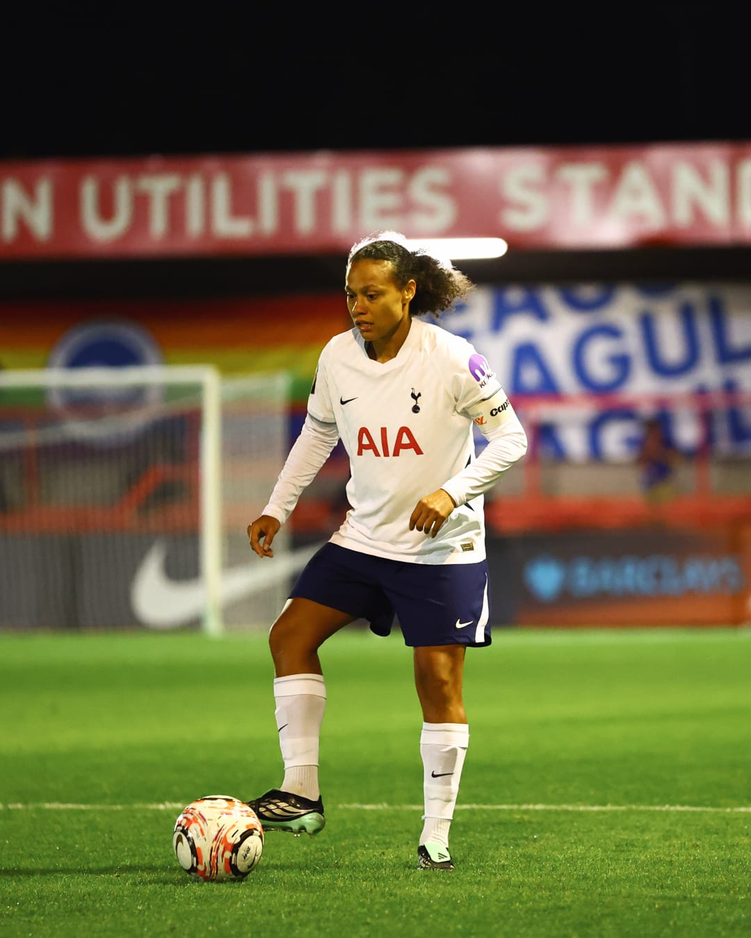 Drew Spence pauses on the ball.