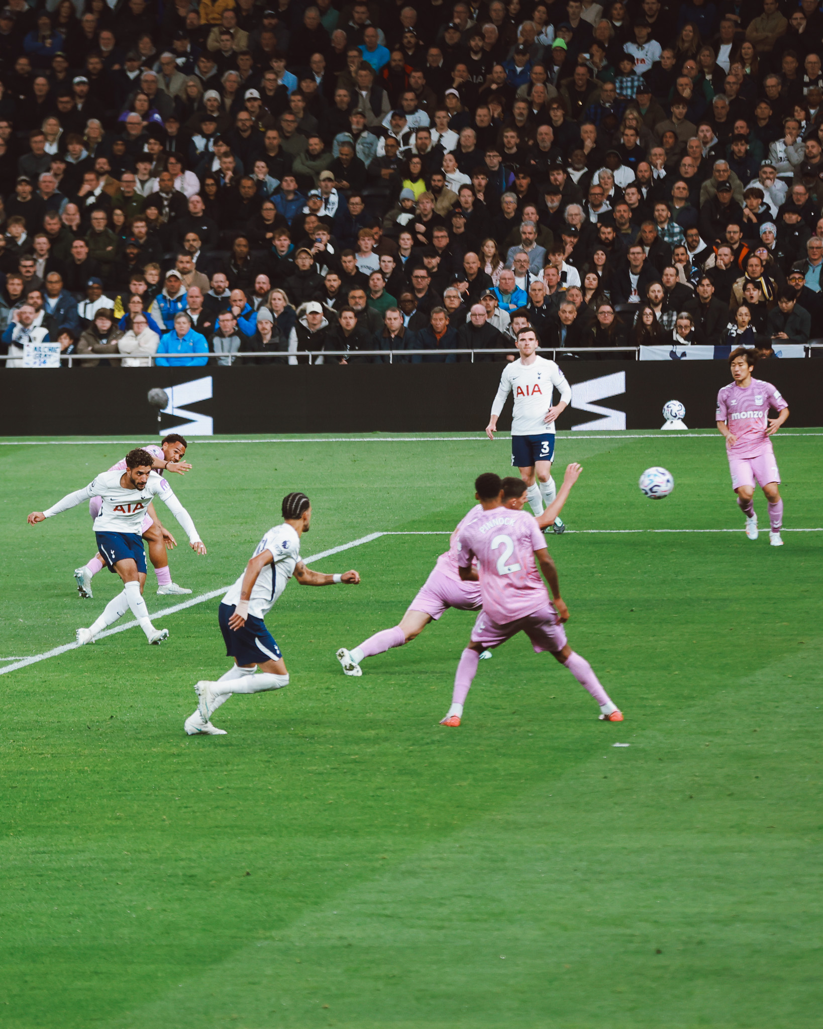 Omar Marmoush shoots from the edge of the box.